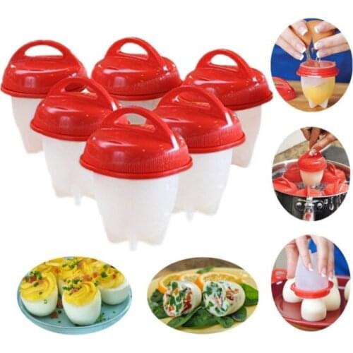6pcs Egg Poachers Non-stick Silicone Stove Egg Boiler Stoves 6 Piece Package Boiled Eggs Mold Steam Cups Kitchen Utensils
