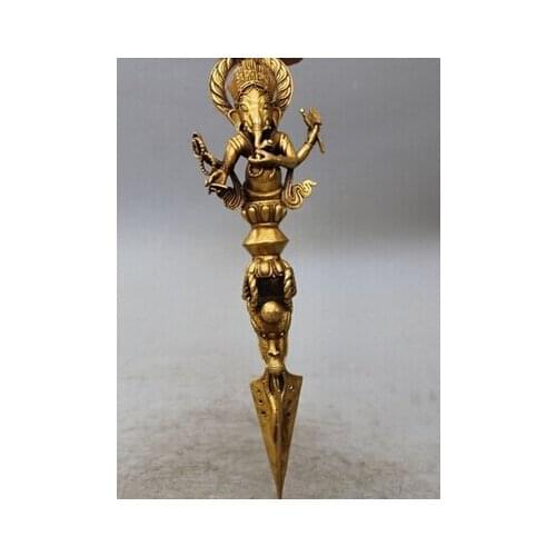 Antique bronze Pure Copper Brass 14 "Tibet Temple Bronze Gilt 4 elefante de Buda dharma Implementar-navio