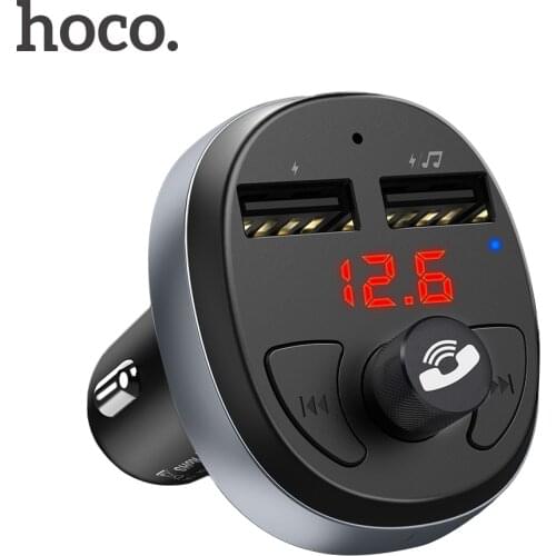 HOCO Car Charger for iPhone Mobile Phone Handsfree FM Transmitter Bluetooth Car Kit LCD MP3 Player Dual USB Car Phone Charger