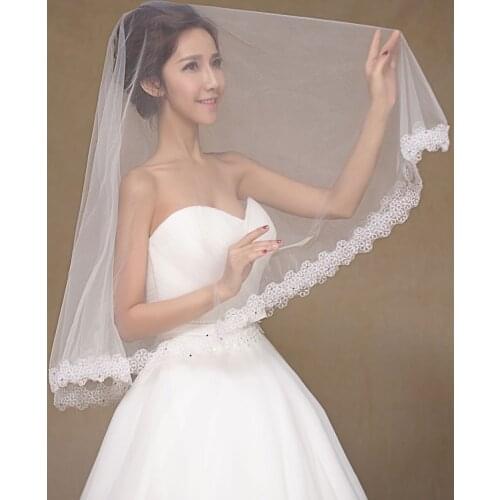 White Ivory Semi-Sheer Lace Tulle Bridal Veil