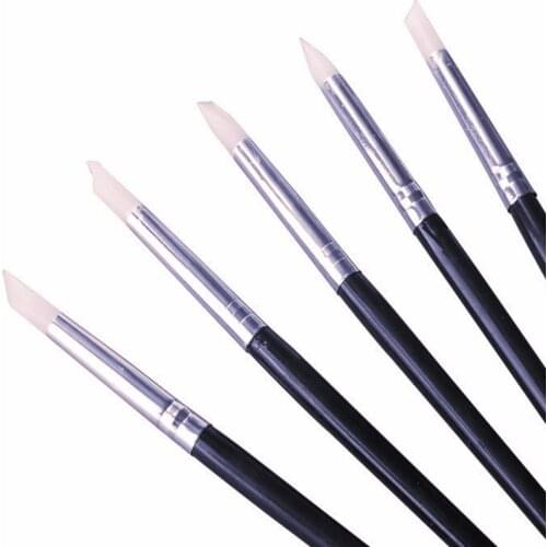 Nail Art Silicone Brush 5Pcs Carving Painting Pen UV Gel Polish Press sticks Decal tool Glitter Powder Sculpture Manicure Tool