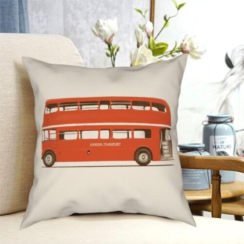 Cartoon Bus Pillowcase Printing Polyester Cushion Cover Decoration London Double Decker Throw Pillow Case Cover Bed 45X45cm