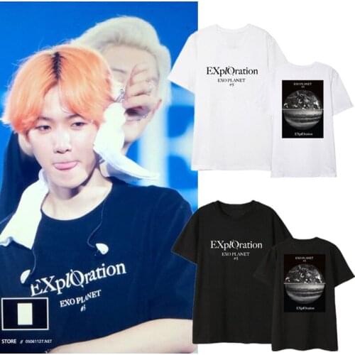 Kpop EXO Five tour concert same Black girl tees short-sleeve T shirt Women/Men Korean loose summer streetwear tshirt female tops