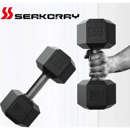 Dumbbells Fitness Equipment Rubberized Hexagon Dumbbell Environmental protection stainless steel 5KG/7.5KG /10KG