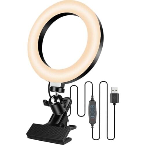 HOT-6.0inch Selfie Ring Light with Monitor Clip-on Video Conference Lighting with 3 Light Modes&10 Level Dimmable for Laptop
