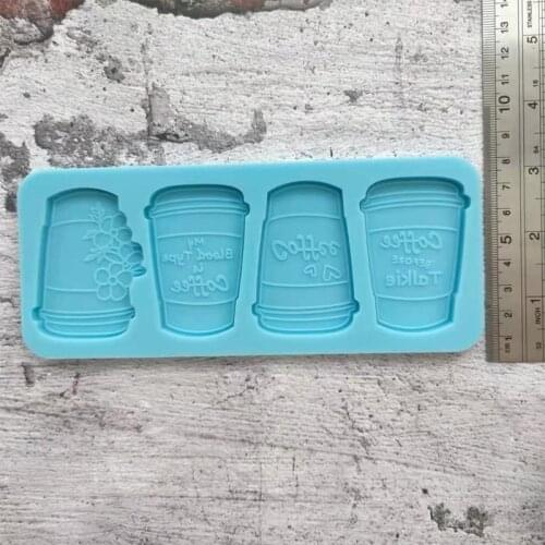 Epoxy Resin Mold Tray Four Coffee Cups Casting Silicone Mould DIY Crafts Jewelry Making Tool T84A