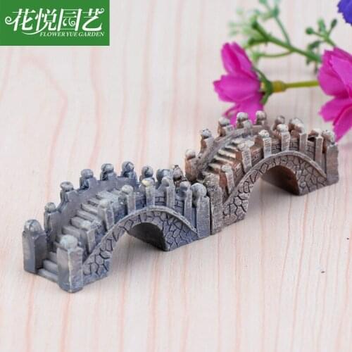 Mini fairy garden Resin Stone Bridge Figure decorative Building statue jardin miniature Moss ornaments resin craft Garden Supply