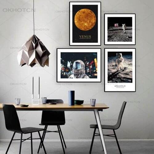 Canvas Painting Astronaut Apollo Moon Landing Art Posters and Prints Venus Wall Art Canvas Pictures Nordic Home Decoration