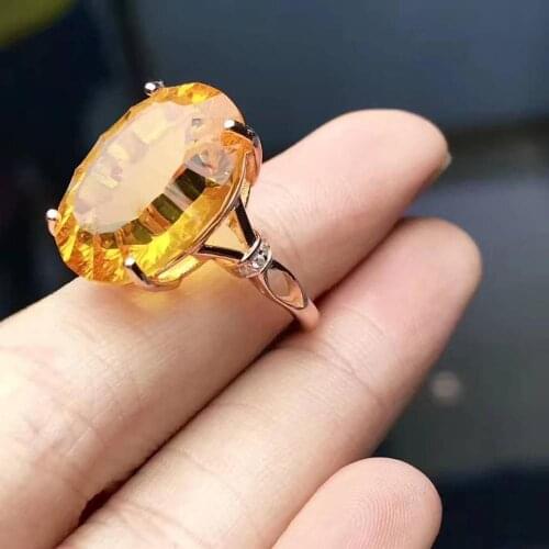 Natural And Real Citrine Rings For Women Real 925 Sterling Silver Jewelry Ring Wedding Anniversary Ring