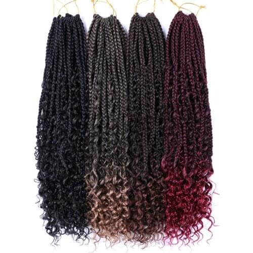 DAIRESS 22" Messy Crochet Box Braids With Curly Ends 12 Strands Synthetic Free Ends Box Braids Crochet Hair Extensions