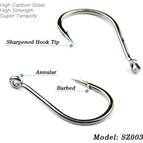 Lots 200pcs Fishing Hook Black Color High Qulity Fishhook SZ003 3#-15# Single hook Annular Barbed Sharpened Hook