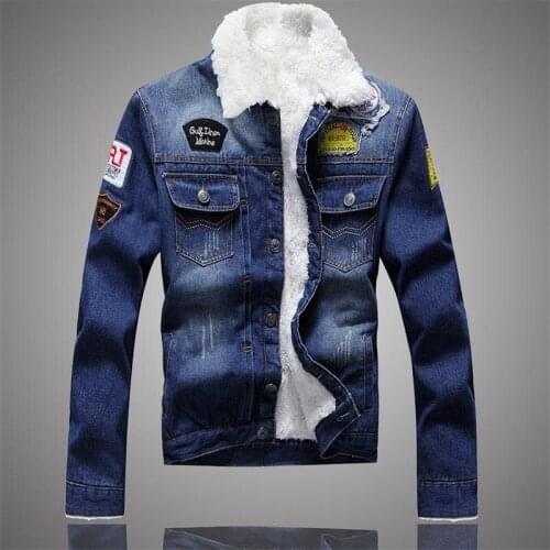 Men Fleece Denim Jacket Autumn Winter Fashion Slim Plus Velvet To Keep Warm Thick Jean Jackets Outwear Motorcycle Coats Cowboy