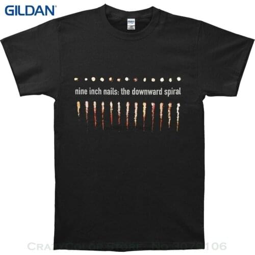 Tshirt Men Black Short Sleeve Cotton Hip Hop T-shirt Print Tee Shirts Nine Inch Nails The Downward Spiral T-shirt