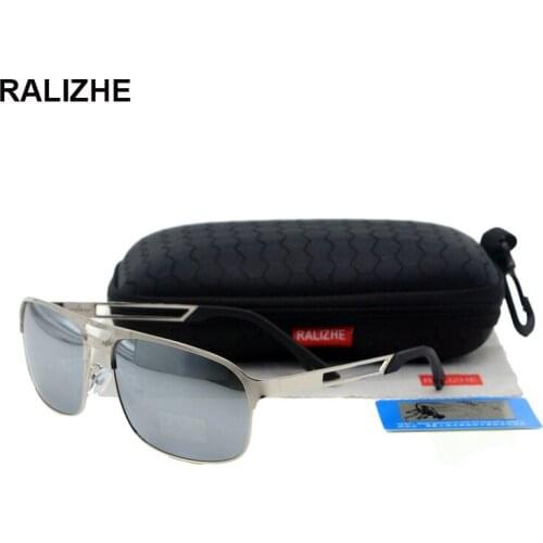 RALIZHE Brand High Quality Men Polarized Alloy Retro Sunglasses Vintage HD TAC Lens UV400 Silver Mirror Designer Sun Glasses