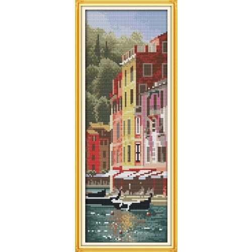 Italian Portofino cross stitch kit flowers 14ct 18ct count canvas stitching embroidery DIY handmade needlework plus
