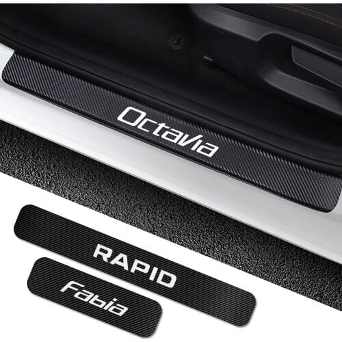 For Skoda Octavia 2 A7 A5 Fabia 3 Rapid Superb 3 Kodiaq Scala Karoq Kamiq 4PCS Car Door Sill Stickers Car Tuning Accessories