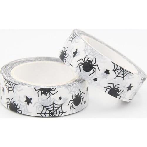 NEW 1PC 15MM*10M Halloween Black Spider Washy Tape DIY Scrapbooking Paper Photo Album Adhesive Masking Tape