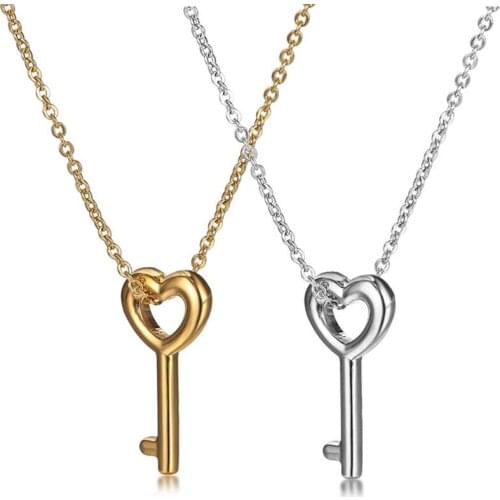 Personalized Key Love Pendant Necklace Fashion Metal Titanium Steel For Women Wedding Accessories Engagement Gift