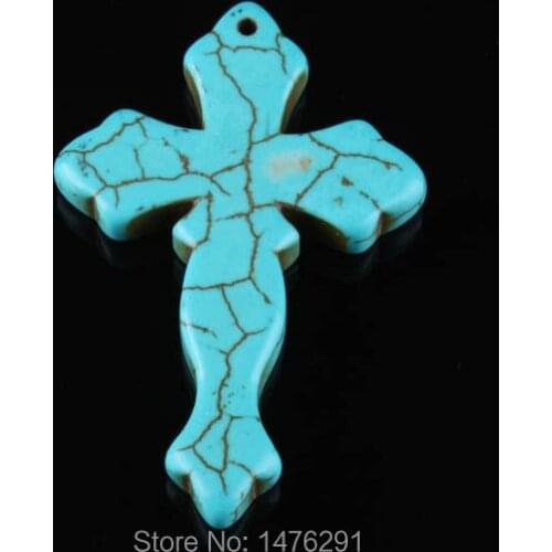 New 29X45MM Howlite Stone Corss Bead Pendant Gemss 1PCS