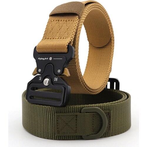 Flying Art Official Genuine Tactical Belt Men Nylon Metal Buckle Military SWAT Combat Belts Knock Off Emergency Survival Belt