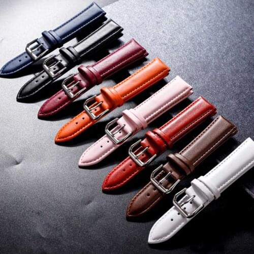 1pc High Quality Leather Watch Band Soft Material Women Men Watch Band Wrist Strap Stainless Steel Buckle 12 14 16 18 20 21 22mm