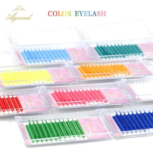 C CC D DD Color Individual Eyelashes 10 Colored Eyelash Extension 8-15mm Mix Color False Mink Eyelash 0.05 0.07 0.10 Faux Cilios