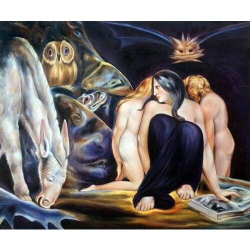 Hand Painted Canvas Oil Paintings Wall Decor The Night of Enitharmons Joy, 1795 by William Blake Painting on Canvas No Framed