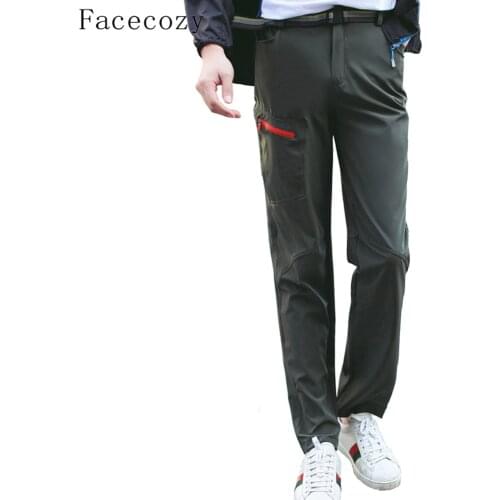 Facecozy Men&Women Summer Outdoor Hiking Quick-Dry Pants Breathable Solid Slim Trousers Climbing Fishing Outdoor Sports