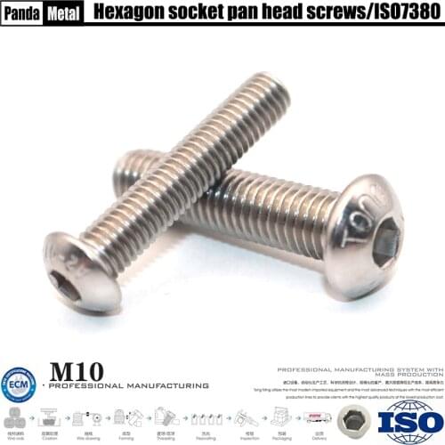 304/316 stainless steel round head hexagon screws ISO7380 mushroom head type, diameter M10 button hexagon screws A2A4(THE)