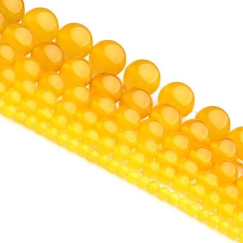 Yellow Chalcedony Round Beads Smooth Beads Fashion Jewelry Beads For Jewelry Making Diy Bracelet Necklace Jewelry Making 15"
