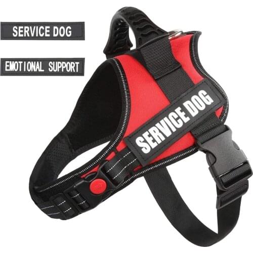 Service Dog Vest Harness, Adjustable No Pull Dog Emotional Support Vest with Comfortable Padded / Reflective Patches and Handle