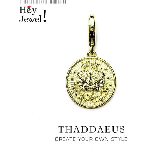 Zodiac Sign Gemini Star Charm Pendant Europe New Collection Good Jewelry Club Tms Gift In 925 Sterling Silver Fit Bag Bracelet