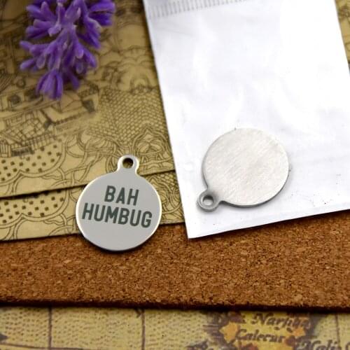 10pcs--stainless steel charms"BAH HUMBUG"5 style for choosing DIY Charms pendants