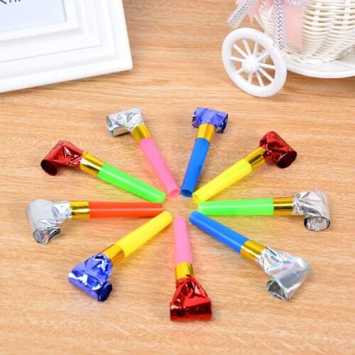 50PCS Birthday Party Funny Prop Noise Maker Toys Children Party Roll Gold Paper Blowouts Whistles Party Favors Small Speaker 6CM