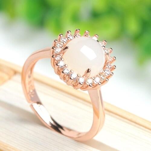 925 silver-encrusted natural and Tian Baiyu ring Fashion natural jade ring jade ring send certificate