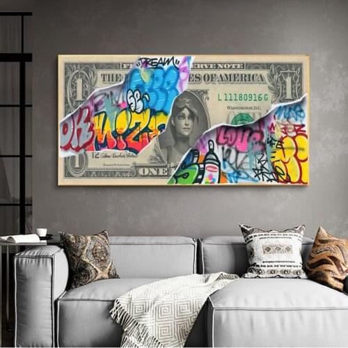 Abstract Money graffiti Canvas Paintings Modern Wall Art Prints Poster Living Room Decorative Paintings On The Wall Home Decor