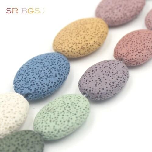 Free Shipping 24x32mm 20x25mm Jewelry Beading Semi Precious Stone Jewelry Making Dyed Oval Lava Beads Strands 15"