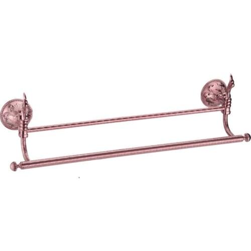 FREE SHIPPING new design 24k Rose gold flowers double towel bar