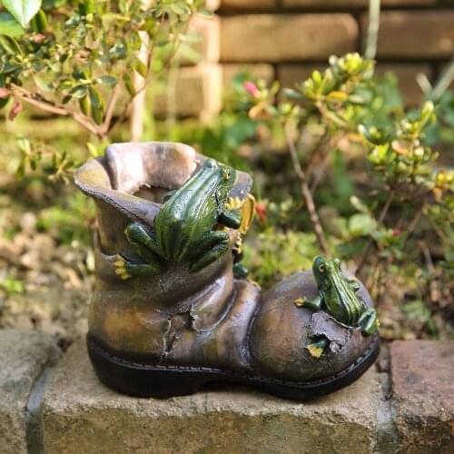 Resin Frog Animals Big Shoes Garden Decoration Outdoor Plant Flower Pot Pastoral Style Ornaments