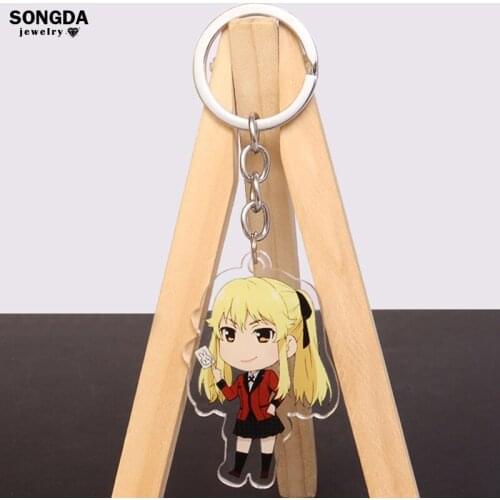 Kakegurui Keychain Jabami Saotome Ikishima Cute Cartoon Figure Acrylic Key Ring Bag Car Pendant for Men Women Teen Jewelry Gift