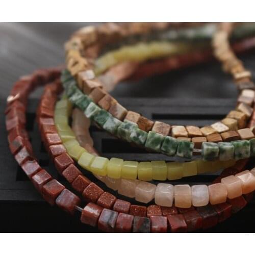 Green agate square Shape 4mm 15"nature for DIY jewelry making loose beads FPPJ wholesale beads nature gem stone