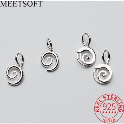 MEETSOFT 925 Sterling Silver Spiral Pattern Conch Modeling Charms DIY Necklace Making Finding Handmade Jewelry Accessory