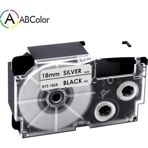 18mm Label For CASIO XR-18SR Label Tape Black on Silver Label Cartridge XR-18WE For CASIO KL-130 CASIO KL-120 KL-430 Label Maker