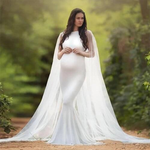 Tulle Shawl Maternity Dresses For Photo Shoot Sexy Fancy Pregnancy Maxi Gown Elegence Long Pregnant Women Photography Props 2021