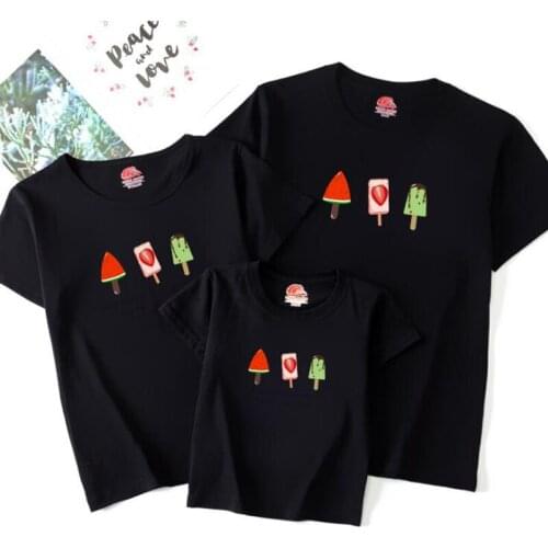 Mother Daughter Son Father Kids T-shirt Summer Fruits Printing Family Look Mommy and Me Clothes Matching Family Clothing