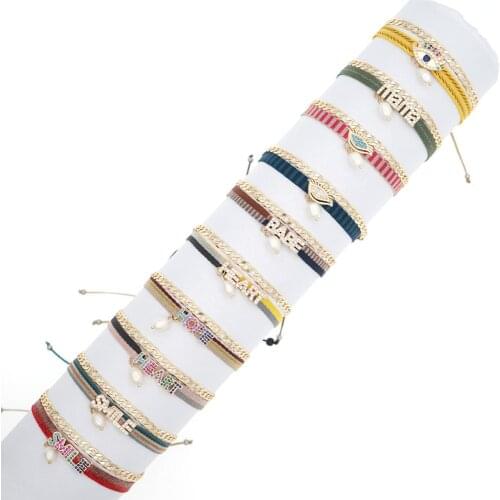 Go2boho Cloth Febric Bracelet Evil Eye Bracelets For Women 2021 Freshwater Pearl Charm Jewelry Adjustable Rope Braided Pulseras