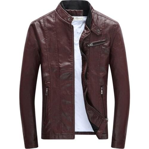 Idopy Men`s Mens PU Jackets Coats Motorcycle Biker Faux Leather Jacket Men Autumn Winter Clothes European size