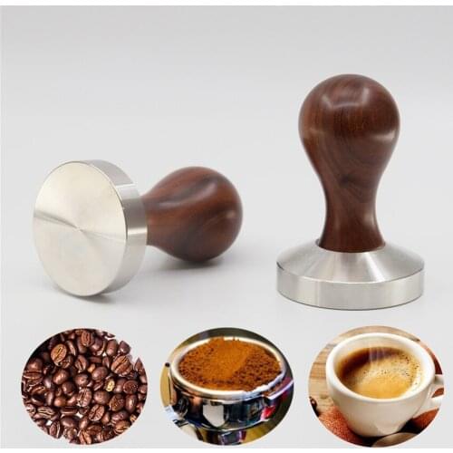 Coffee Tamper Red sandalwood Handle Espresso Powder Hammer 51 /58mm 304 Stainless Steel Base Coffee Barista Tools Coffeeware