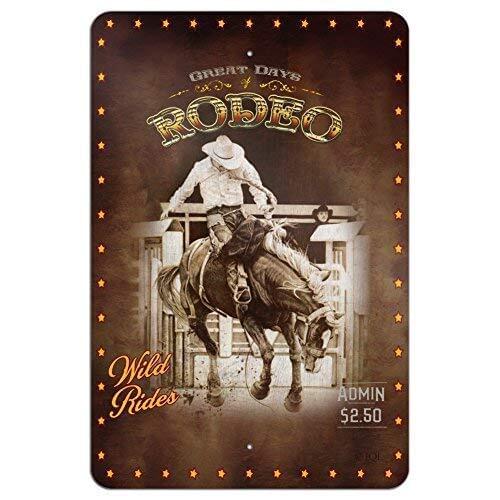 Cowboy Western Rodeo Vintage Horse Bucking Riding Home Business Office 8x12 inch Aluminum Metal Sign