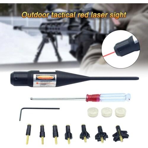 635-655nm Red Laser Boresighter Windage Elevation Adjustable Bore Sighter For .17 To .78 Caliber Hunting Hand Gun+3*AG13 Battery